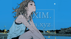 星空を眺めている若い女性｜