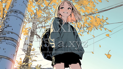街の木々の紅葉と若い女性｜5945283-7383