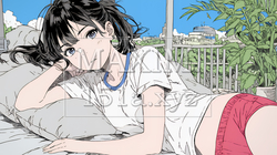 下着姿でくつろいでいる若い女性 | 5924847-12681