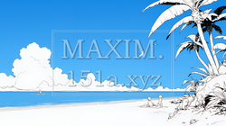 夏のビーチの風景（シンプルな色使い）