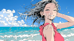 夏の南国の海辺を一人で旅行中の若い女性 | 594261-8886