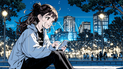 外出中にスマートフォンをいじくっている若い女性 | 5956220-7263
