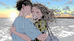 夕方の海辺でハグする（抱き合う）若い恋人たち｜613484-5502