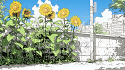 満開のひまわりと真夏の青空｜5972169-10371