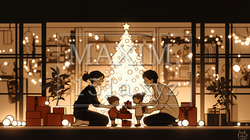 仲良し親子の楽しいクリスマス（シンプルな色使い） | 5973270-13647