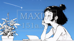 資料（本）を読みながら、うとうと眠ってしまう若い女性（シンプルな色使い） | 5989395-16030