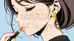 化粧をしている（口紅をつけている）若い女性 | 6002144-8555