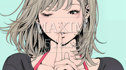 指を唇に当てて「シーShh」というジェスチャーをしている女性
