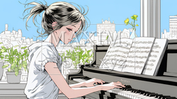 ピアノを弾いている若い女性 | 6021040-12365