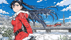 クリスマスファッションの若い女性