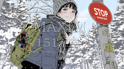 雪の積もる田舎道を歩いている若い女性 | 6026276-13098