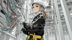 配線工事をしている女性作業員 | 6030044-12967