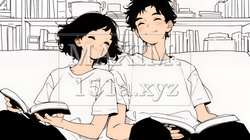 幸せそうなカップル：リビングルームて談笑（シンプルな色使い）｜6045335-4959
