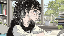メガネっ娘：いつも勉強や読書やデスクワークをしている | 6044537-7504