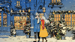 クリスマスイルミネーションの街でデートしているカップル｜6069783-14789