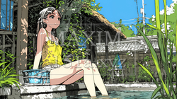 足湯に浸かっている若い女性 | 6065201-9101