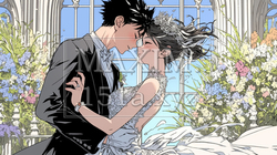 ウェディングダンスを踊っている新郎新婦
