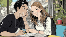 仲良く二人で旅行の計画を立てている若いカップル｜6083128-5839