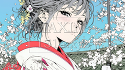 満開の梅の花と和服姿の若い女性 | 6094589-14727