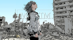 震災や空爆などで破壊された街で孤独に立ちすくむ若い女性 | 6099289-10957