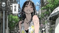 夏の急な雨でびしょ濡れの若い女性｜6127892-10187