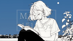 資料（本）を読みながら、うとうと眠ってしまう若い女性（シンプルな色使い） | 6104557-16034