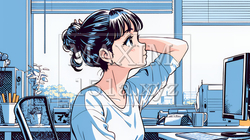仕事の合間にストレッチ（伸び）をする女性 | 6109165-16704