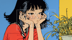 恥ずかしがって顔を赤らめている女性（異性を意識して？） | 6114667-7673