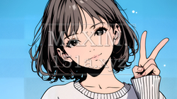 笑顔でピースサインを見せる若い女性 | 6116091-14273