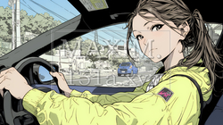 自動車を運転する若い女性｜爽やかで自然なドライブ風景のイラストポートレート｜7121145-18087
