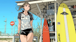 若い女性の海水浴場監視員（ライフガード）