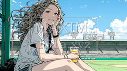 野球などの屋外スポーツを観戦しながら、ビールを楽しむ若い女性。 | 6143289-9555