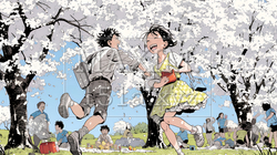 満開の桜の木の下で遊ぶ子供たち｜6168921-7652