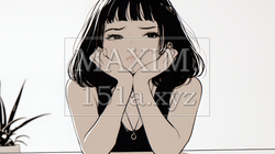 ため息をつく若い女性（シンプルな色使い） | 6165332-15844