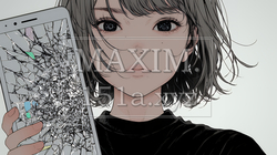 画面が壊れたスマホを手に持つ若い女性｜6147999-790