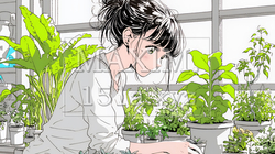 観葉植物の世話をする若い女性 | 6180970-16039