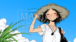夏休みの思い出：海辺の町への一人旅（シンプルな色使い） | 6204350-11331