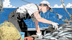 網で魚を捕っている漁師 | 6205319-7462