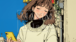 嬉しそうな表情でスマホを使っている女性 | 6232616-11489