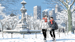 都市の雪景色