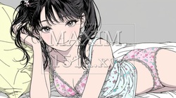 自宅で下着姿でくつろいでいる若い女性 | 6257576-5365