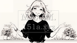 両手を広げて歓迎・驚きの仕草をしている若い女性（シンプルな色使い）