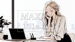 職場のデスクでパソコンに向かって仕事をしているビジネスウーマン（シンプルな色使い） | 6279832-15694