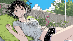 下着姿でくつろいでいる若い女性 | 6293994-12675