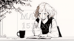 秋の読書を楽しむ若い女性｜静かで落ち着いた秋の日のイラストポートレート（シンプルな色使い）｜6340014-18094