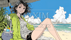 夏の南国の海辺を一人で旅行中の若い女性 | 6296955-8885