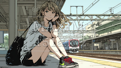 駅のホームで、なかなか来ない電車を待ちくたびれている若い女性 | 6298500-15562