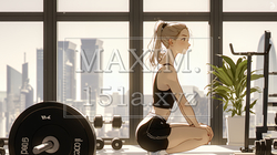 休日にジムで軽く運動する若い女性（シンプルな色使い） | 6306454-16297