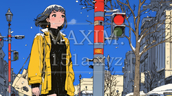 冬枯れの街を歩く若い女性 | 6306925-6442