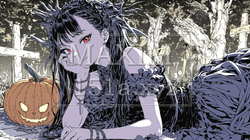 ハロウィンの夜ゴシックロリータファッションの女性